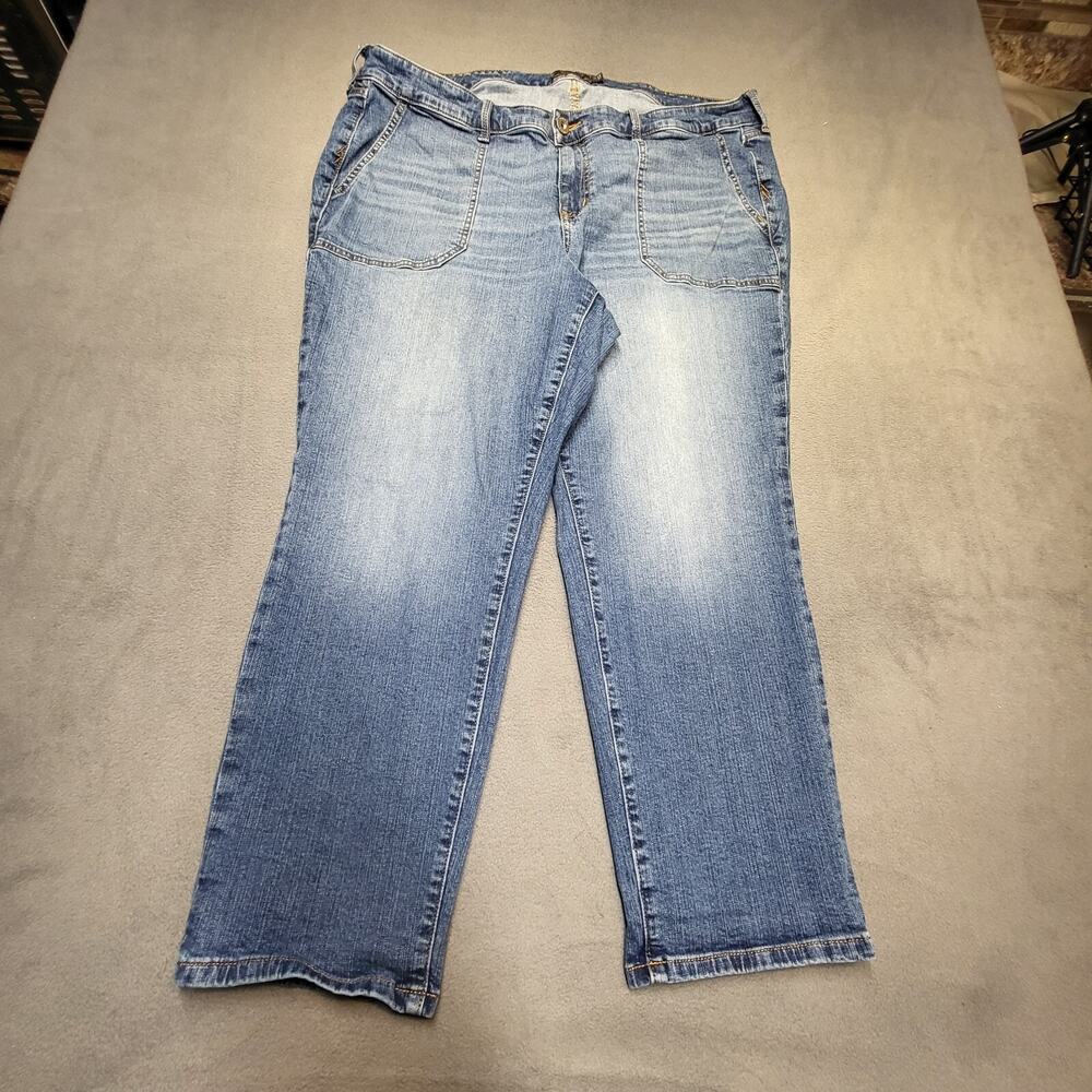 Torrid Jeans Womens 20 Blue High Rise Straight Leg Distressed Stretch Denim